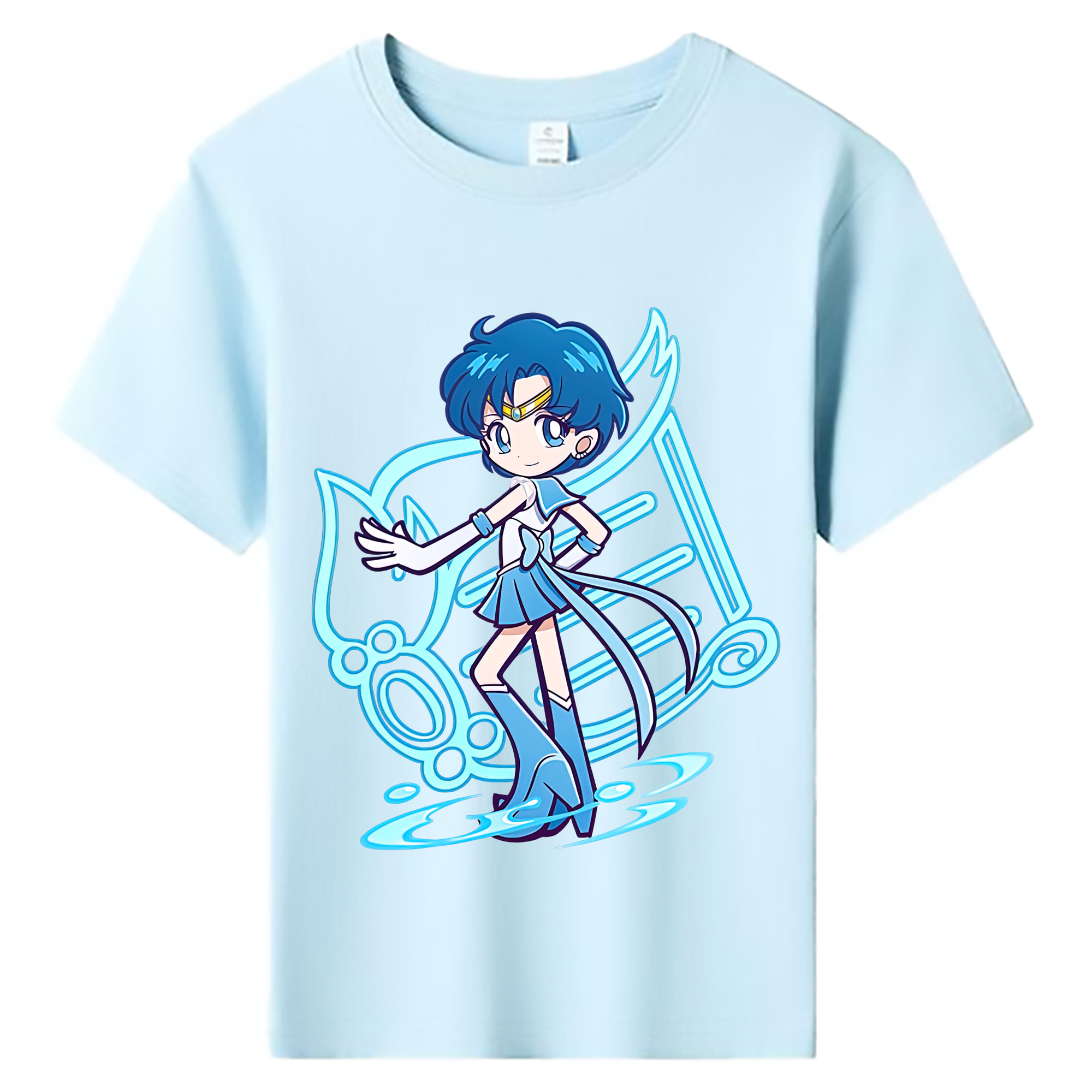 （画像用） 美少女戦士セーラームーン 水野 亜美 みずの あみ Sailor Moon Mizuno Ami 綿100％キッズTシャツ（フロントプリント）